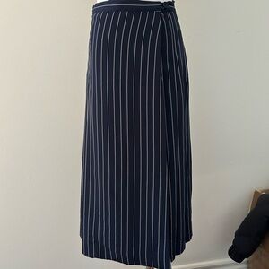 Babaton Navy Pinstripe Midi Wrap Skirt – Size 2